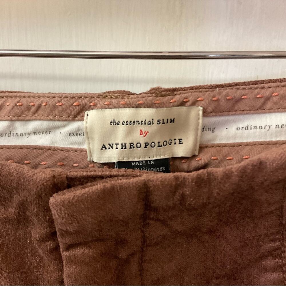 Anthropologie The Essential Slim Brown Pants 0 Casual  Boho Slow Fashion Preppy - Picture 9 of 11
